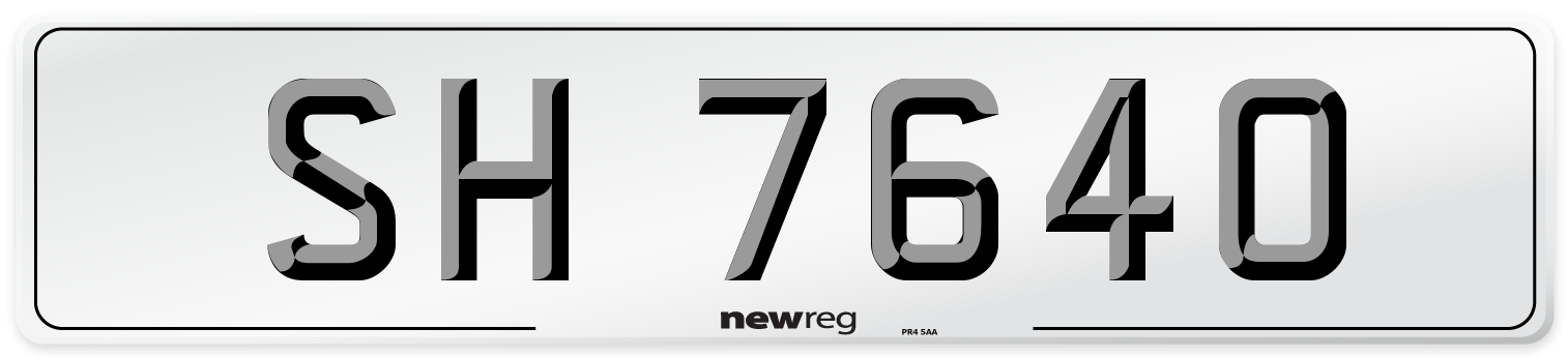 SH 7640 Number Plate from New Reg